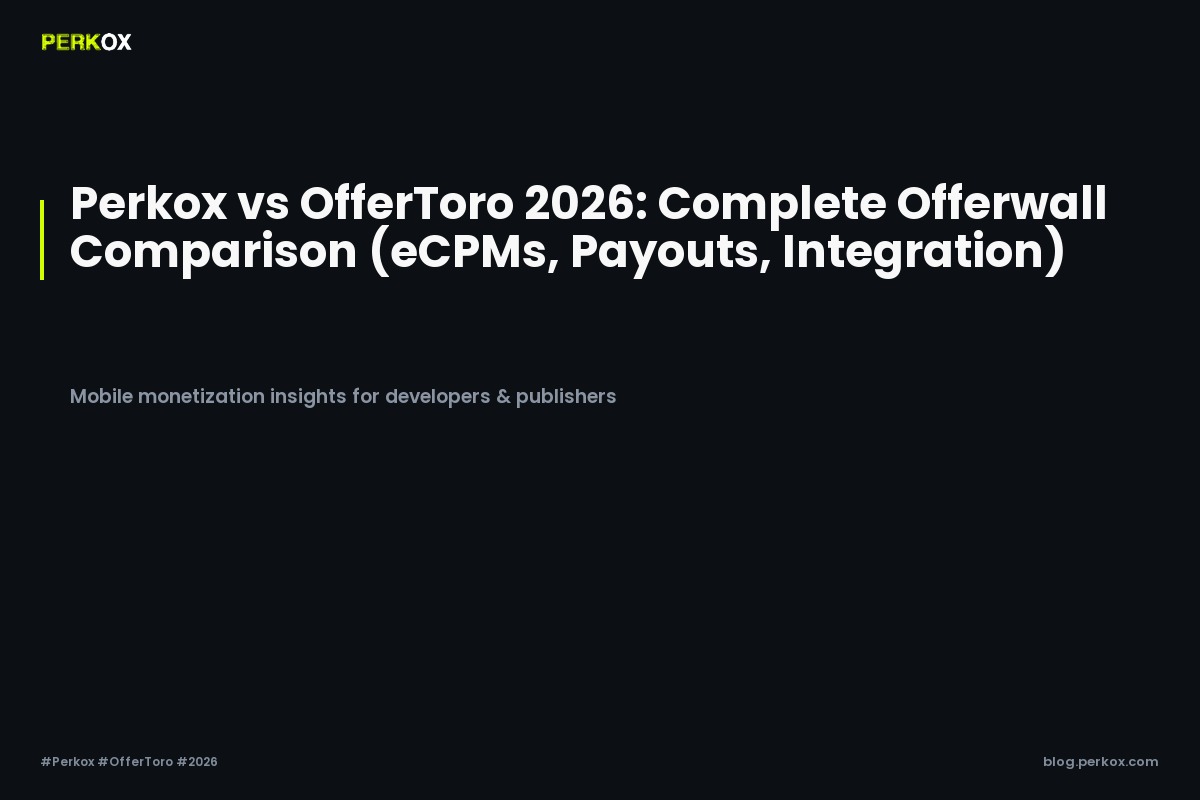 Perkox vs OfferToro 2026: Complete Offerwall Comparison (eCPMs, Payouts, Integration)